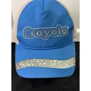 Crayola Baseball Hat Cap Strap Back Gray White Blue Adjustable‎ Up Cycled